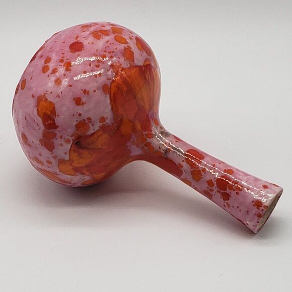 𝅺Signed MCM Pink Orange Red Lava Glaze Art Pottery Bud Vase - Picture 5 of 14